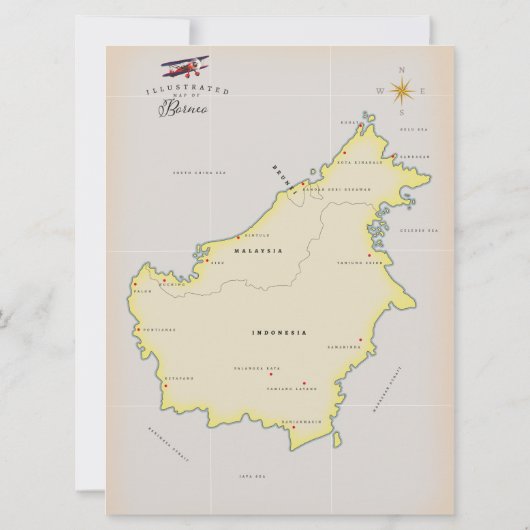 Illustrierte Karte von Borneo (Rückseite)