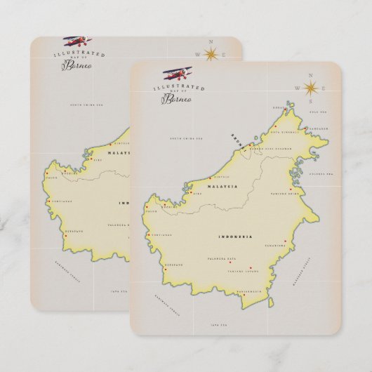 Illustrierte Karte von Borneo (Vorne/Hinten)