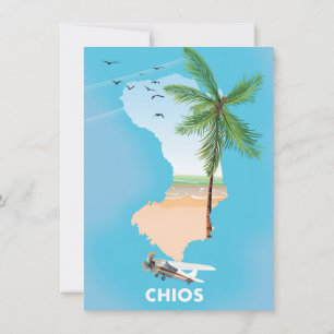 Illustrierte Karte von Chios Griechenland.