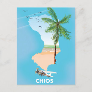 Illustrierte Karte von Chios Griechenland.