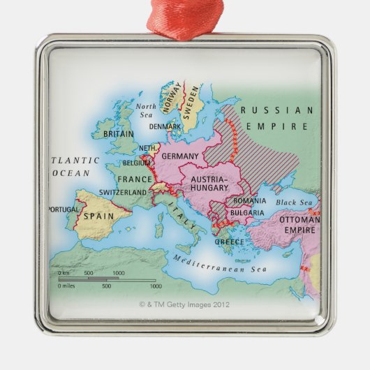 Illustrierte Karte von Europa Ornament Aus Metall (Vorne)