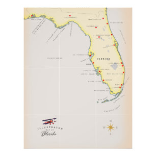 Illustrierte Karte von Florida Fotodruck