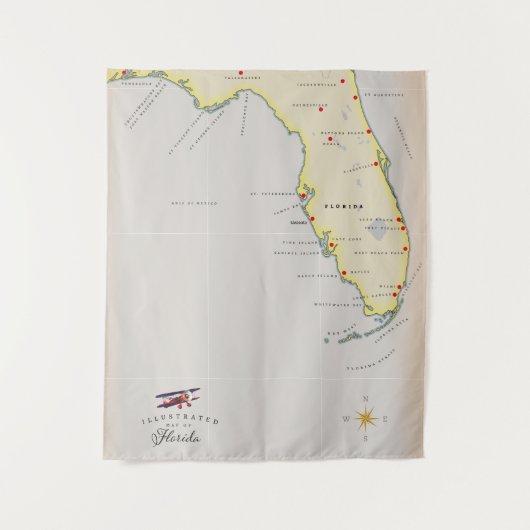 Illustrierte Karte von Florida Wandteppich (Vorderseite)