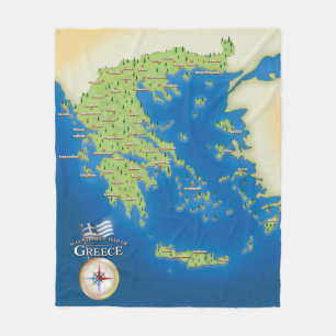 Illustrierte Karte von Griechenland. Fleecedecke