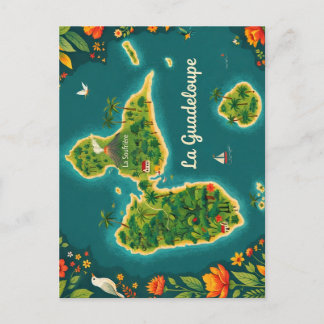 Illustrierte Karte von Guadeloupe – Tropische Inse