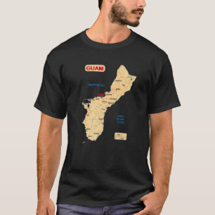 Illustrierte Karte von Guam die wichtigsten Straße T-Shirt