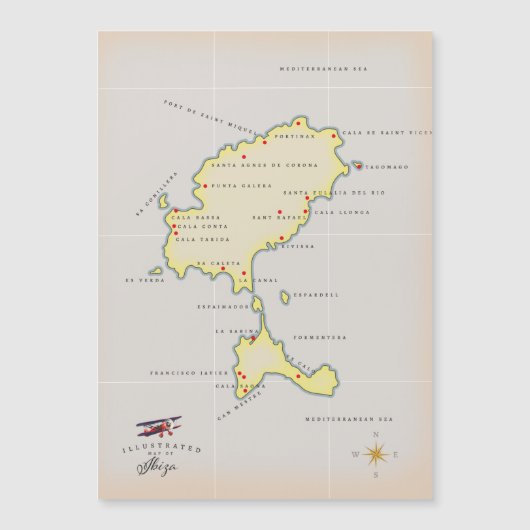 Illustrierte Karte von Ibiza (Vorderseite)
