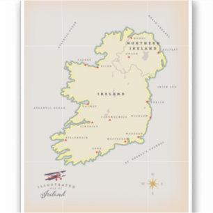 Illustrierte Karte von Irland Aufkleber