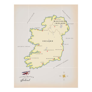 Illustrierte Karte von Irland Fotodruck