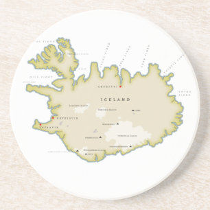 Illustrierte Karte von Island Untersetzer
