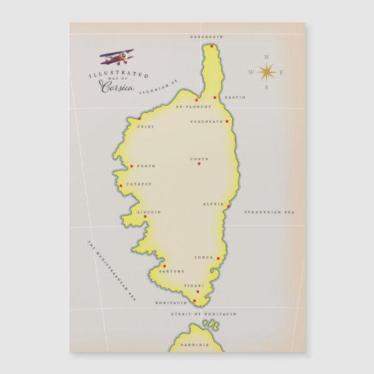 Illustrierte Karte von Korsika (Vorderseite)