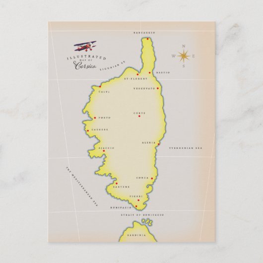 Illustrierte Karte von Korsika (Vorderseite)