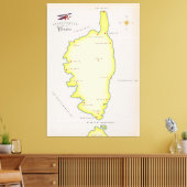Illustrierte Karte von Korsika Leinwanddruck (Insitu (Wohnzimmer))