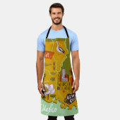 Illustrierte Karte von Louisiana, USA. Reise und R Schürze (Getragen)