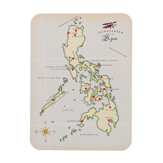 Illustrierte Karte von Luzon Philippines Magnet (Vertikal)