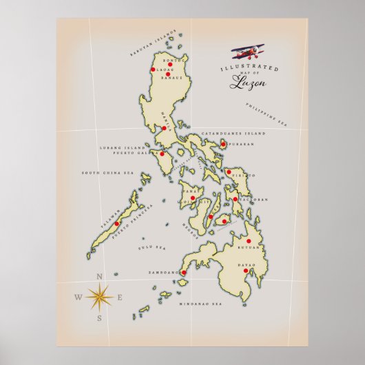 Illustrierte Karte von Luzon Philippines Poster (Vorne)
