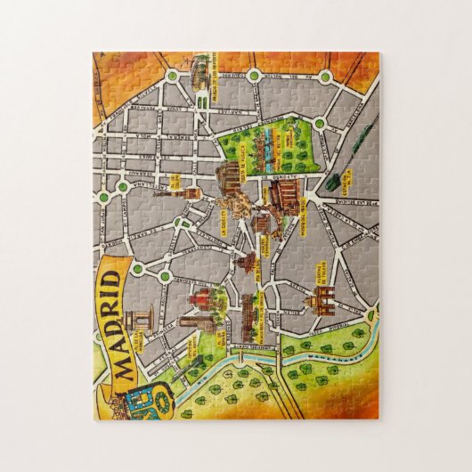Illustrierte Karte von Madrid Jigsaw Puzzle (Vertikal)