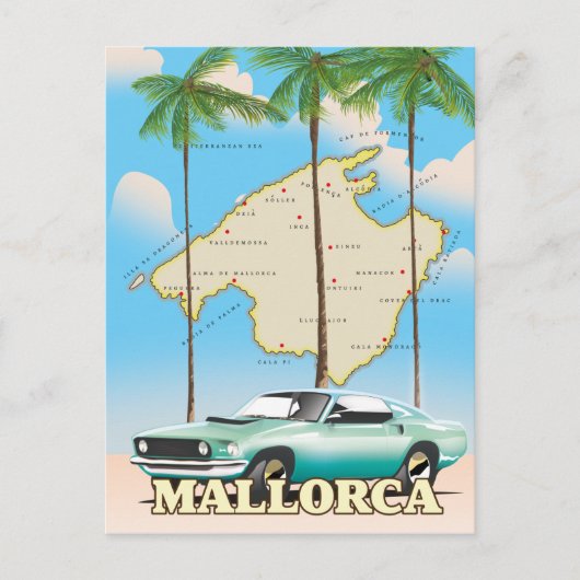 Illustrierte Karte von Mallorca (Vorderseite)