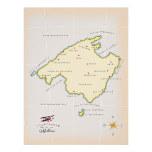 Illustrierte Karte von Mallorca Fotodruck