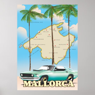Illustrierte Karte von Mallorca Poster