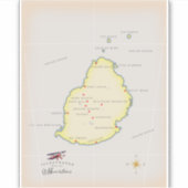 Illustrierte Karte von Mauritius Aufkleber (Vorderseite)
