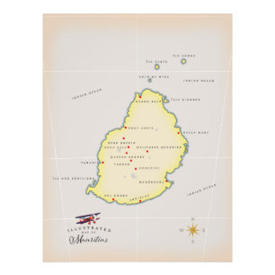 Illustrierte Karte von Mauritius Fotodruck