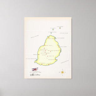 Illustrierte Karte von Mauritius Leinwanddruck