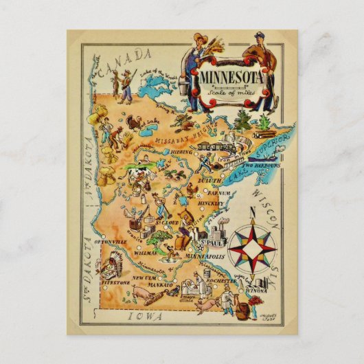 Illustrierte Karte von Minnesota (Vorderseite)
