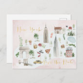 Illustrierte Karte von New York Save the Date (Vorne/Hinten)