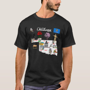 Illustrierte Karte von Oklahoma in der US-Städtesy T-Shirt