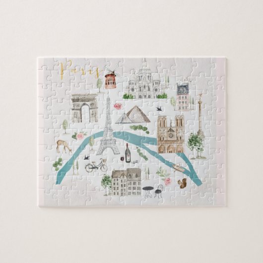 Illustrierte Karte von Paris Poster Puzzle (Horizontal)