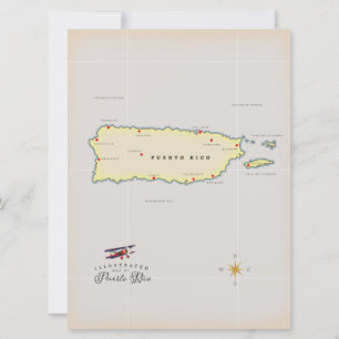 Illustrierte Karte von Puerto Rico.