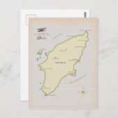 Illustrierte Karte von Rhodos. (Vorne/Hinten)