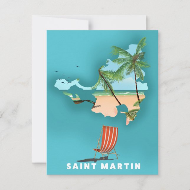 Illustrierte Karte von Saint Martin. (Vorderseite)