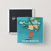 Illustrierte Karte von Saint Martin. Button (Vorne & Hinten)