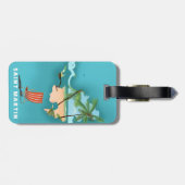 Illustrierte Karte von Saint Martin. Gepäckanhänger (Rückseite horizontal)