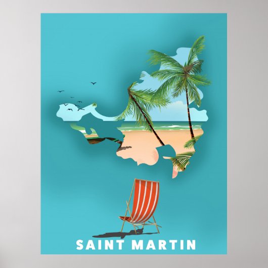 Illustrierte Karte von Saint Martin. Poster (Vorne)