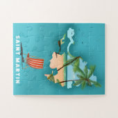 Illustrierte Karte von Saint Martin. Puzzle (Horizontal)
