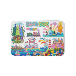 Illustrierte Karte von Santa Cruz Boardwalk Beach  Badematte
