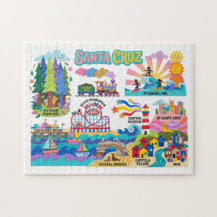 Illustrierte Karte von Santa Cruz - Strandpromenad Puzzle