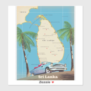 Illustrierte Karte von Sri Lanka Aufkleber