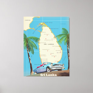 Illustrierte Karte von Sri Lanka Leinwanddruck