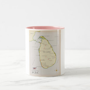 Illustrierte Karte von Sri Lanka Zweifarbige Tasse