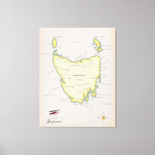 Illustrierte Karte von Tasmanien. Leinwanddruck