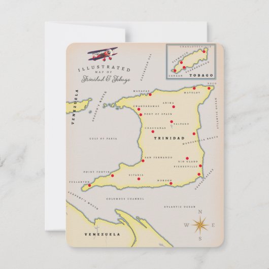Illustrierte Karte von Trinidad und Tobago (Rückseite)