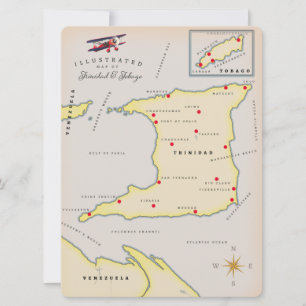Illustrierte Karte von Trinidad und Tobago