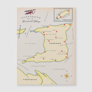 Illustrierte Karte von Trinidad und Tobago