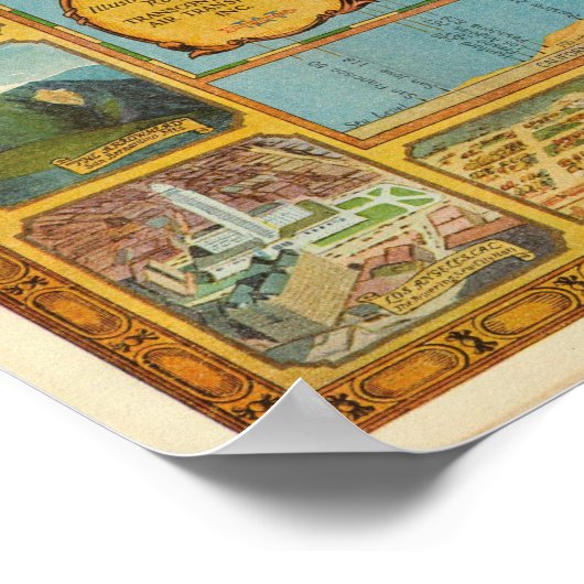 Illustrierte Karte von US Airways Poster (Ecke)