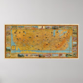 Illustrierte Karte von US Airways Poster (Vorne)