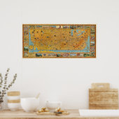 Illustrierte Karte von US Airways Poster (Küche)